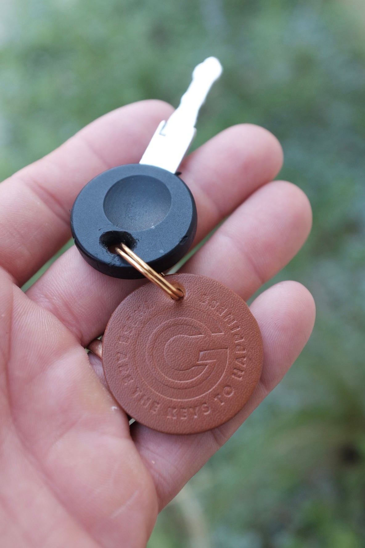 Keys to Happiness Leather Key Chain